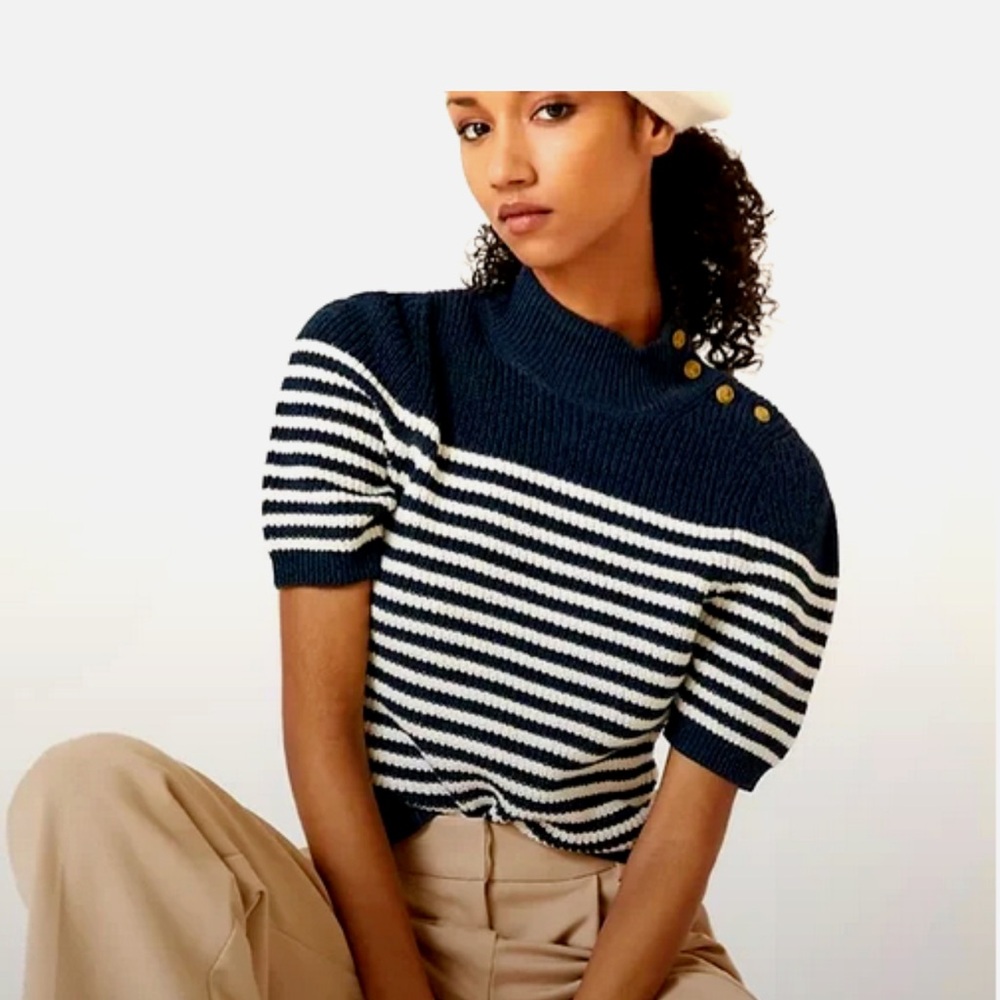 Maeve Black and White Cowl Neck Sweater